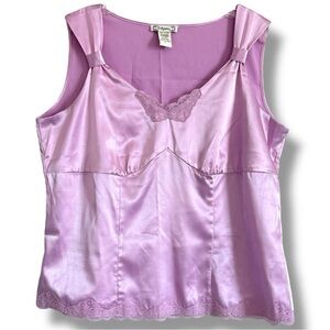 6 Degrees Y2K Satin Lace Camisole Blouse Tank Top Lavender Babydoll | Sz L